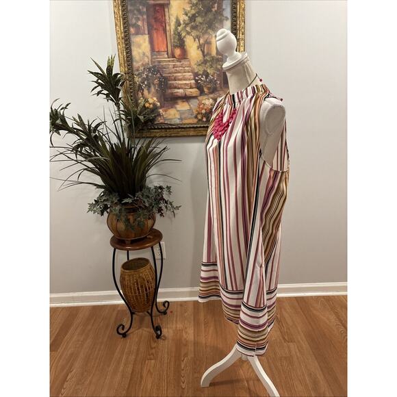 Apt.9 Women's Size XL Sleeveless Striped Tie Back Shift Dress High Neck Pullover - Picture 7 of 11